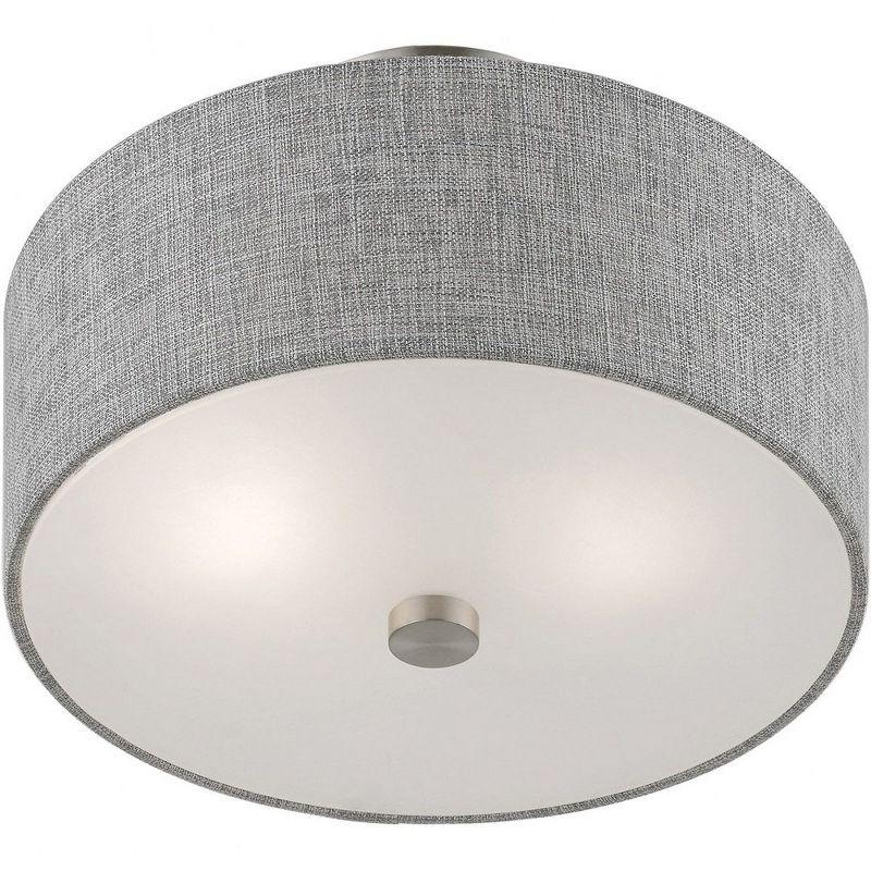 Livex Lighting Dakota 2 - Light Semi-Flush Mount in  Brushed Nickel/Shiny White