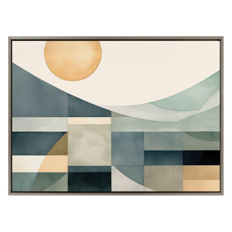 Kate & Laurel All Things Decor 31.5"x41.5" Sylvie Mid-Century Modern Abstract Coastal Framed Art by The Creative Bunch Studio Gray