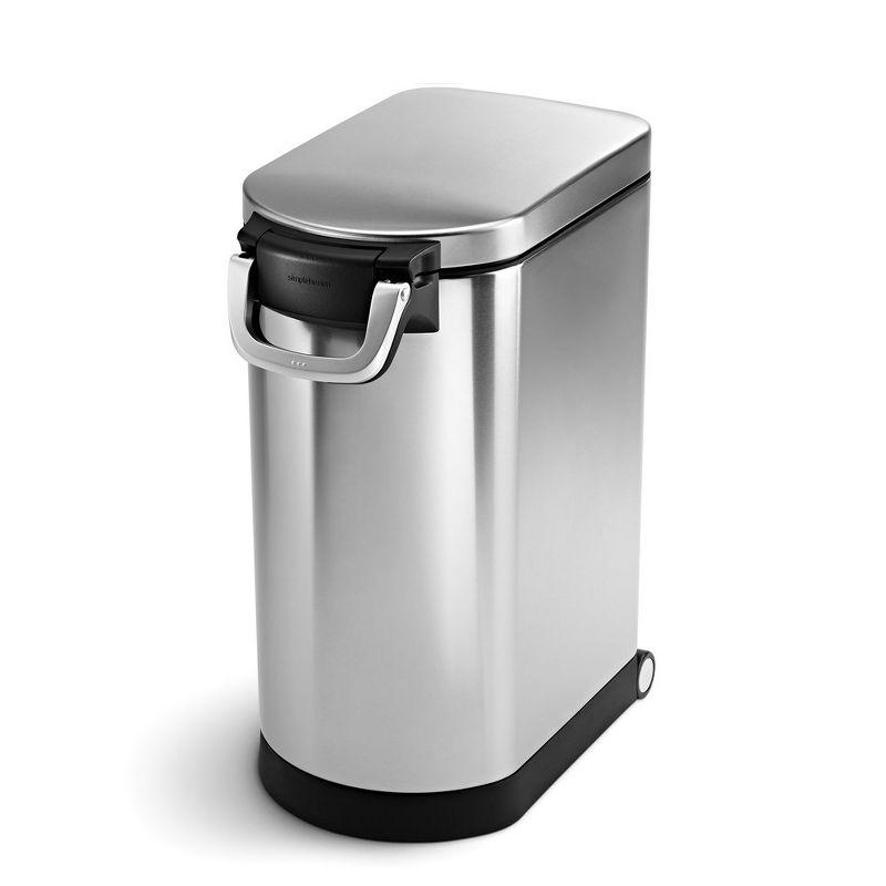 simplehuman Pet Food Storage Container Stainless Steel for Dog Food, Cat Food, and Bird Feed