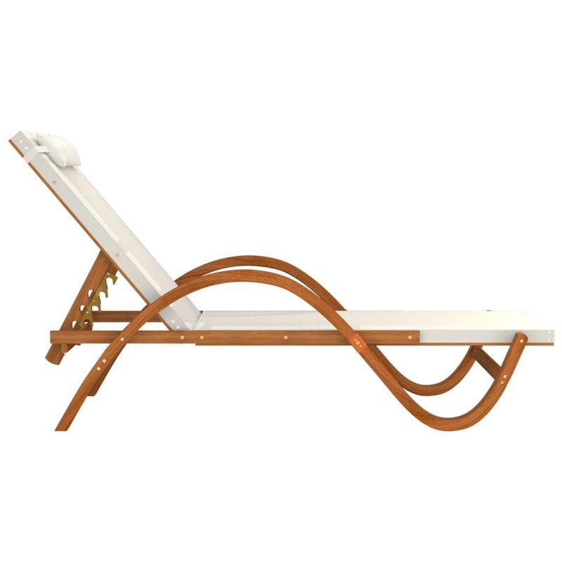 vidaXL Sun Lounger with Pillow White Textilene and Solid Wood Poplar