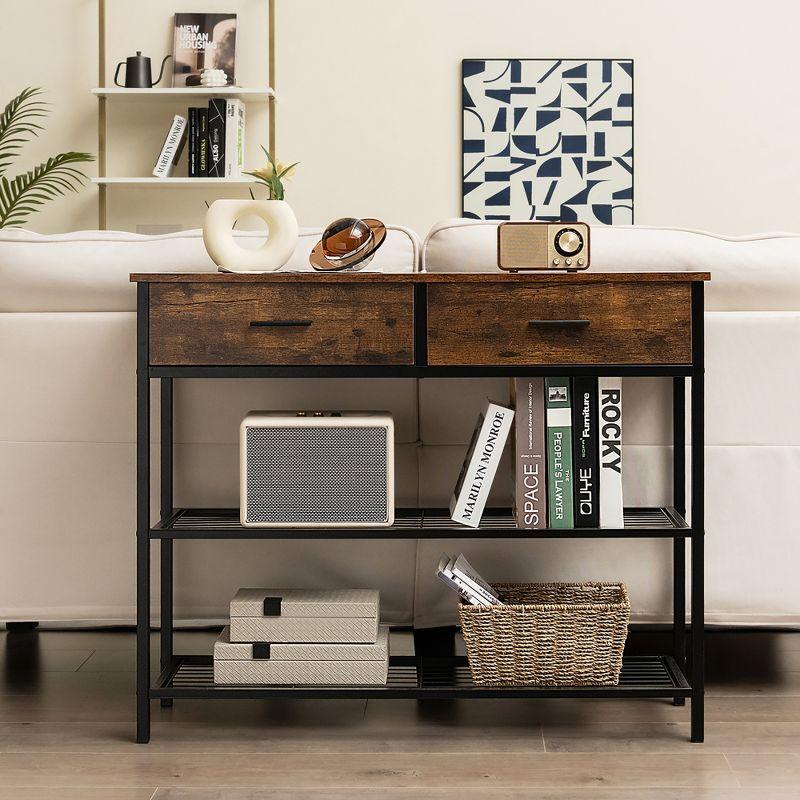 Costway Console Entryway Sofa Table with 2 Drawers for Entrance Living Room Rustic Brown