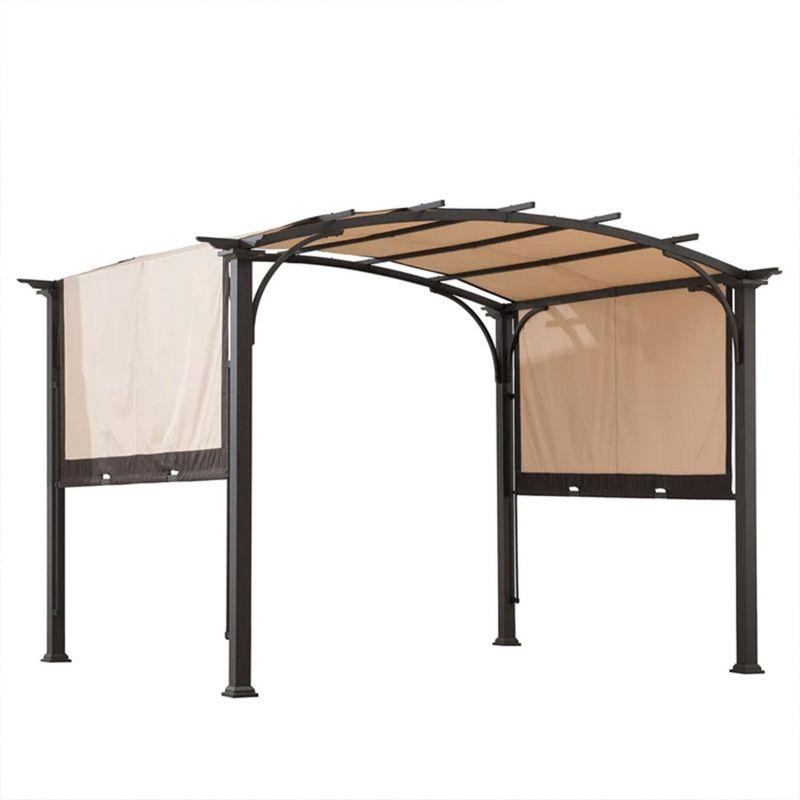 Sunjoy 9 x 11 Foot Black Steel Pergola with Beige Canopy