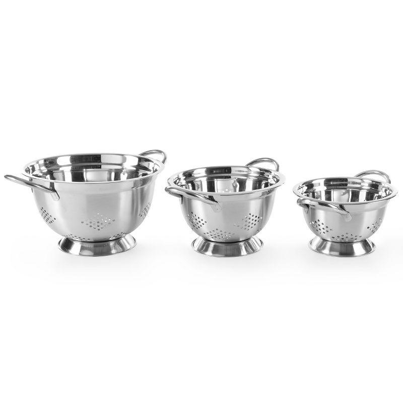 Oster Metaline 3 Piece Stainless Steel Kitchen Colander Set in Silver