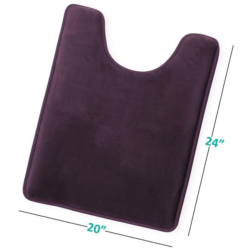 Hearth & Harbor Bathroom Rugs, Velvet Memory Foam Bath Mat - Ultra Soft Purple Contour Bath Rug, 20X24