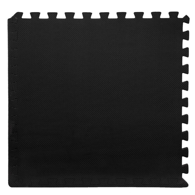 Fleming Supply Nonslip Interlocking Foam Floor Tiles – 24" x 24" x 0.375", Black, 6-Pack