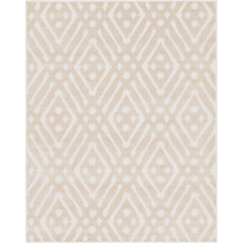 Sabrina Soto Beige 8' x 10' Geometric Flat-Woven Outdoor Rug