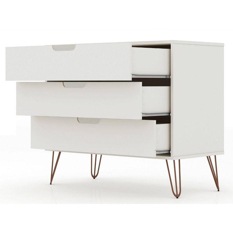 Rockefeller Off-White Mid-Century Dresser with Mirror Accent