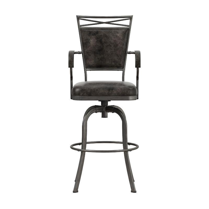 Hillsdale Furniture Bridgetown Metal Bar Height Swivel Stool Pewter: Upholstered, Armrests