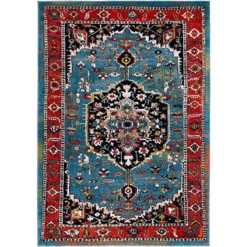 Antique Hamadan Blue Round Synthetic Area Rug - 31"