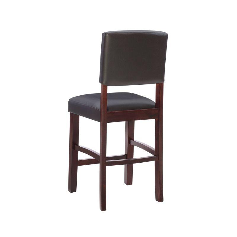 24" Monaco Padded Back Faux Leather Counter Height Barstool Hardwood/Brown - Linon: Espresso Finish, Rubberwood
