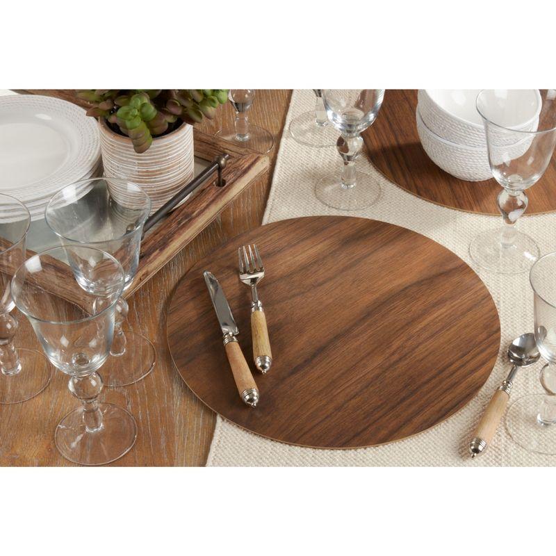 Saro Lifestyle Wood Print Placemat, 15" Round, Brown (Set of 4)