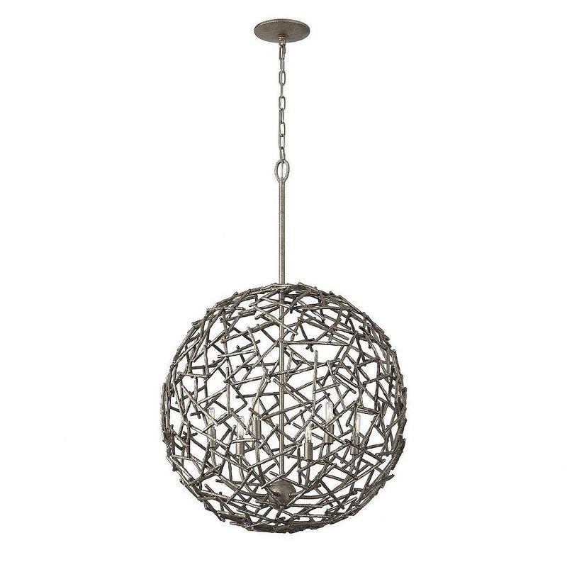 Champagne Luxe 6-Light Globe Pendant with Metal Branch Design