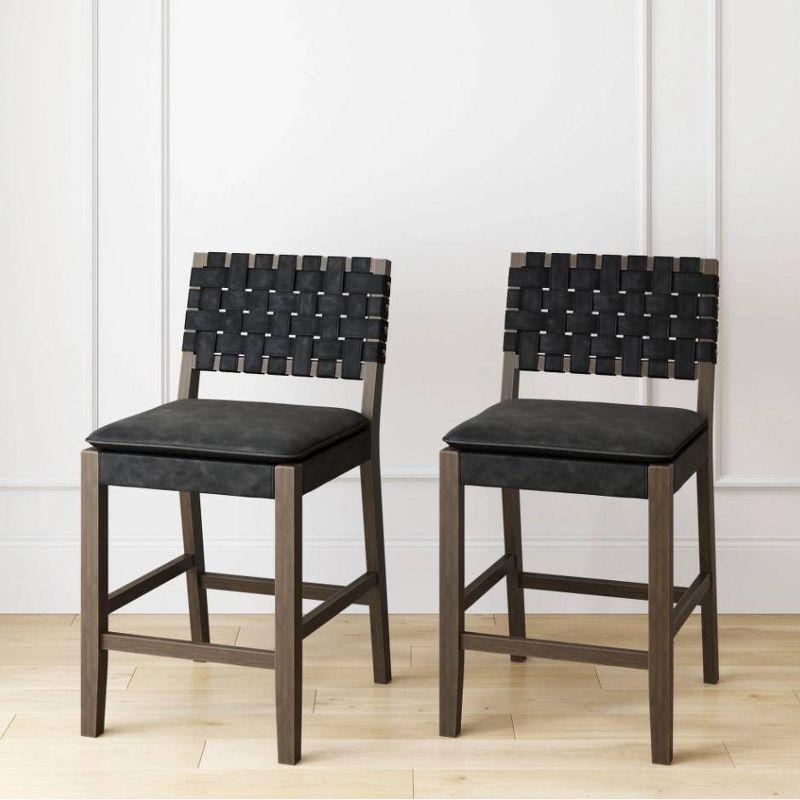 Nathan James Set of 2 Cohen Faux Leather Counter Height Barstool