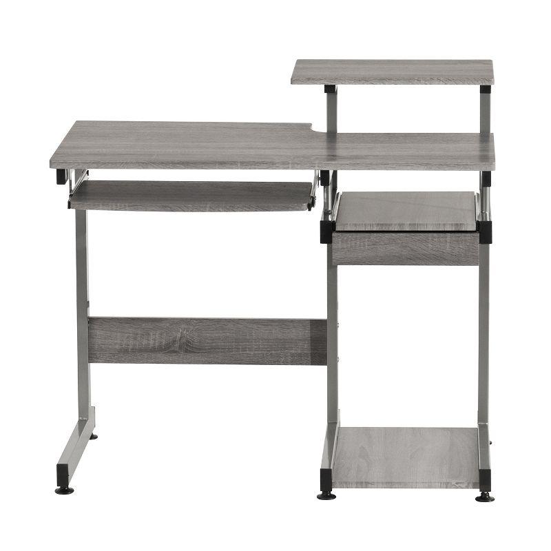 Complete Computer Workstation Desk Gray - Techni Mobili: With Drawer, Steel Frame, MDF Surface