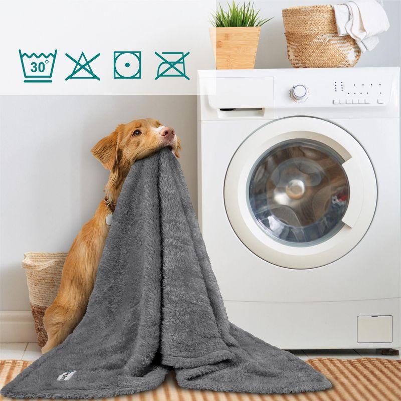 PetAmi Fluffy Dog Blanket for Pet Cat Puppy Kitten, Faux Shearling Soft Fleece Throw, Plush Reversible Washable Couch Cover