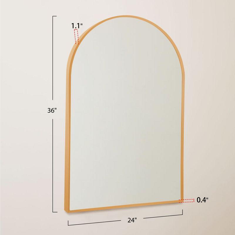 Dovelina Modern Metal Arched Wall Mirror Bathroom Vanity Mirror (Set of 2) - 24" x 36",Gold