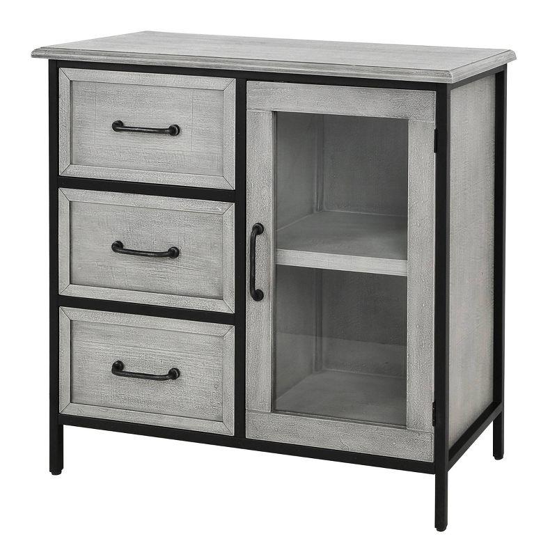 Wood and Metal One Door Cabinet with 3 Drawers & Divided Storage - StyleCraft