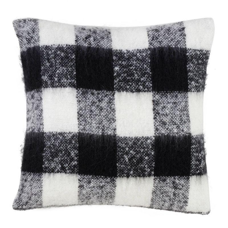 20"x20" Oversize Faux Mohair Buffalo Plaid Square Throw Pillow - Saro Lifestyle