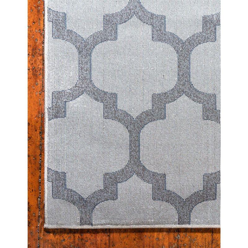 Elegant Gray Trellis 4' x 6' Easy-Care Synthetic Area Rug