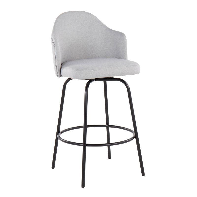 Set of 2 Ahoy Polyester/Metal Counter Height Barstools Black/Light Gray - LumiSource: Swivel Seat, 250lb Capacity, Foam Filled