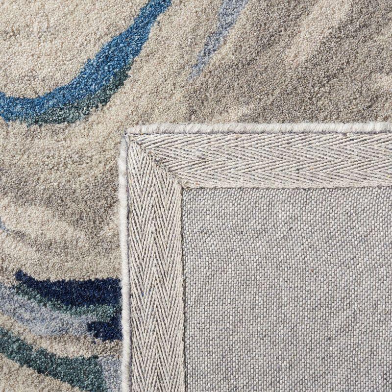 Blue and Beige Hand-Tufted Wool Area Rug