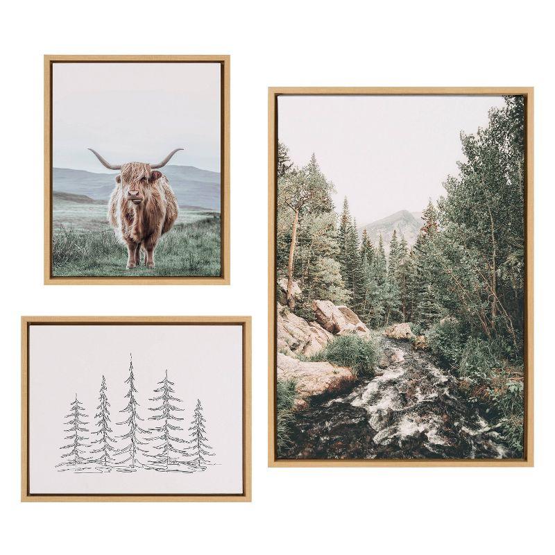 (Set of 3) Mountain Landscape Set by Various Artists Natural - Kate & Laurel All Things Decor: Vertical Canvas Wall Art, Nature Theme