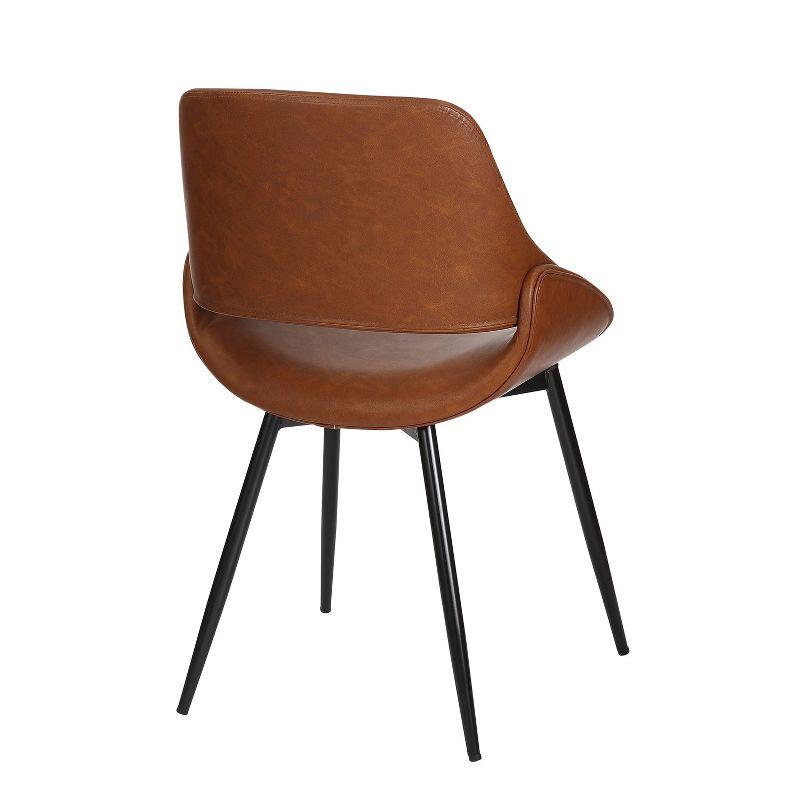 Set of 2 Fabrico Dining Chairs Black/Camel - LumiSource: Faux Leather, Metal Legs, Comfort Design