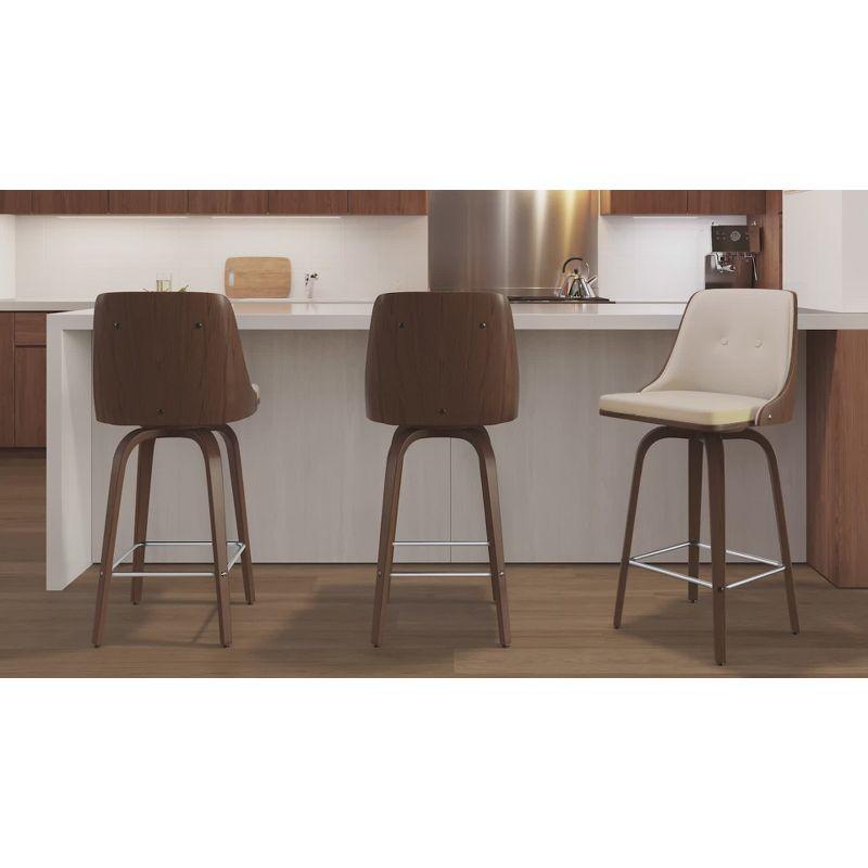 Gianna Mid Century Modern Walnut Dining Chair Wood/Gray - LumiSource: Button Tufted, Curved Frame