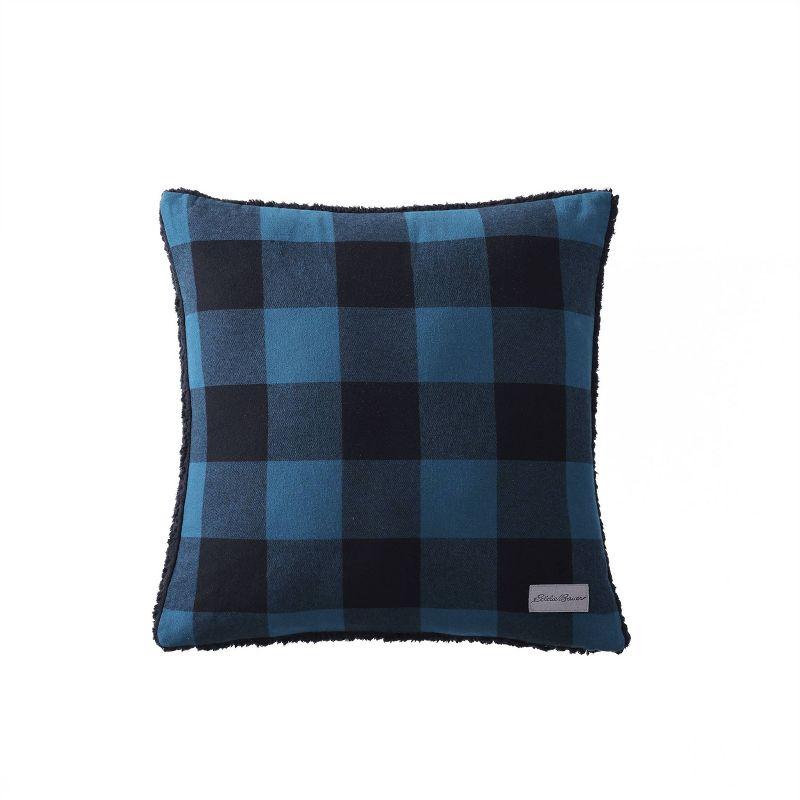 20"x20" Oversize Cabin Plaid Square Throw Pillow with 50"x60" Cabin Plaid Throw Blanket Set Blue/Black - Eddie Bauer