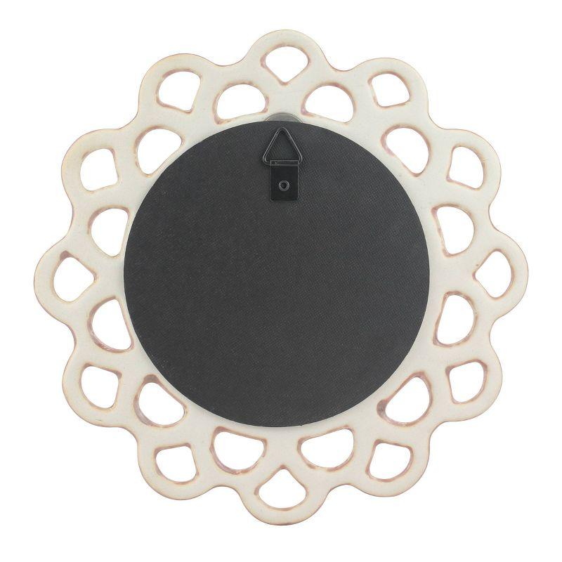 9" Decorative Round Floral Ceramic Wall Hanging Mirror Pink - Stonebriar Collection: Elegant Scalloped Edge, Keyhole Hanger