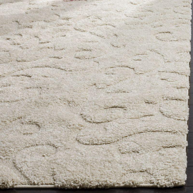 Florida Shag SG470 Power Loomed Indoor Area Rug - Creme/Creme - 6'7"x6'7" - Safavieh