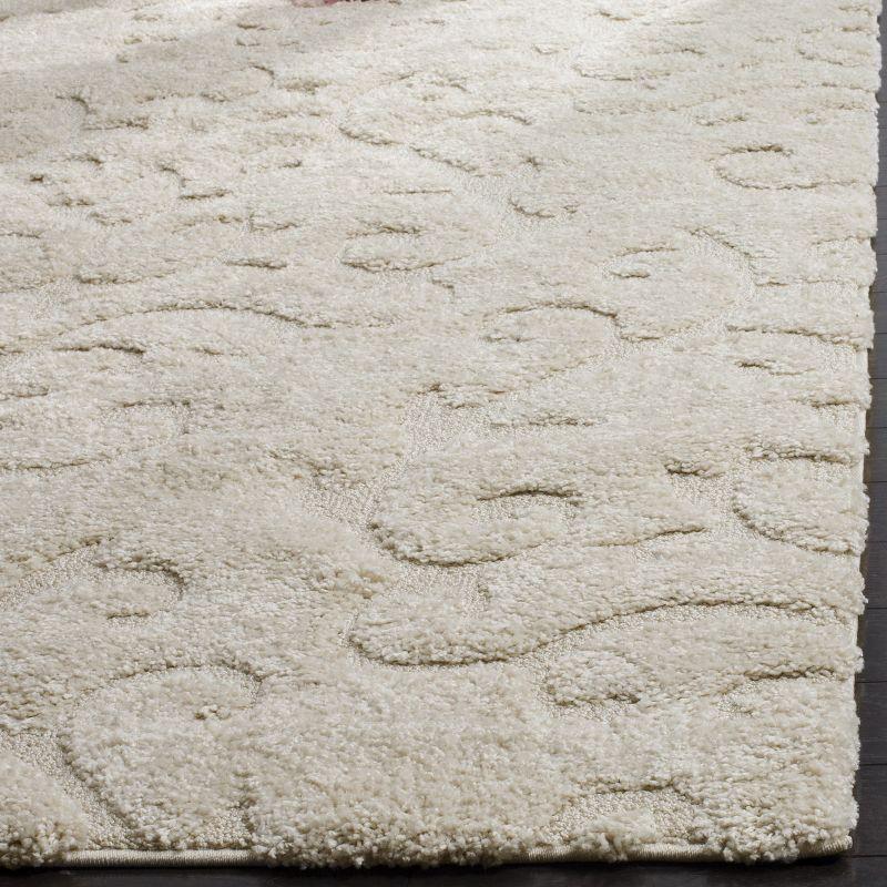 Creme Shag Elegance Synthetic Rectangular Rug 3'3" x 5'3"