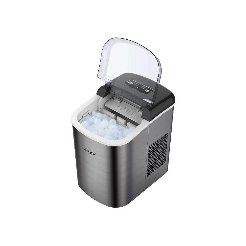 Whirlpool Ice Maker Stainless Steel: Countertop Ice Machine, Bullet Shape, 26 lbs Daily Production, 1.5 lbs Storage Capacity