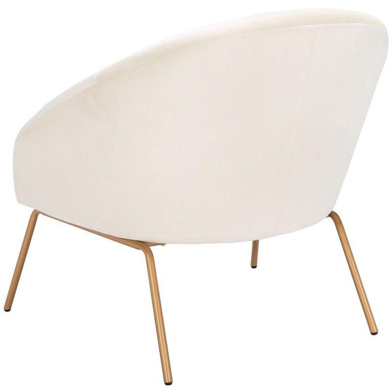 Luxurious Off-White Velvet Barrel Accent Chair with Gold Legs