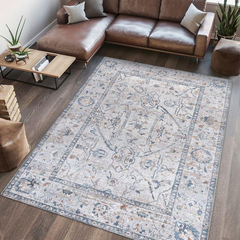 JONATHAN Y Brandy Rustic Border Low-Pile Machine-Washable Indoor Area Rug