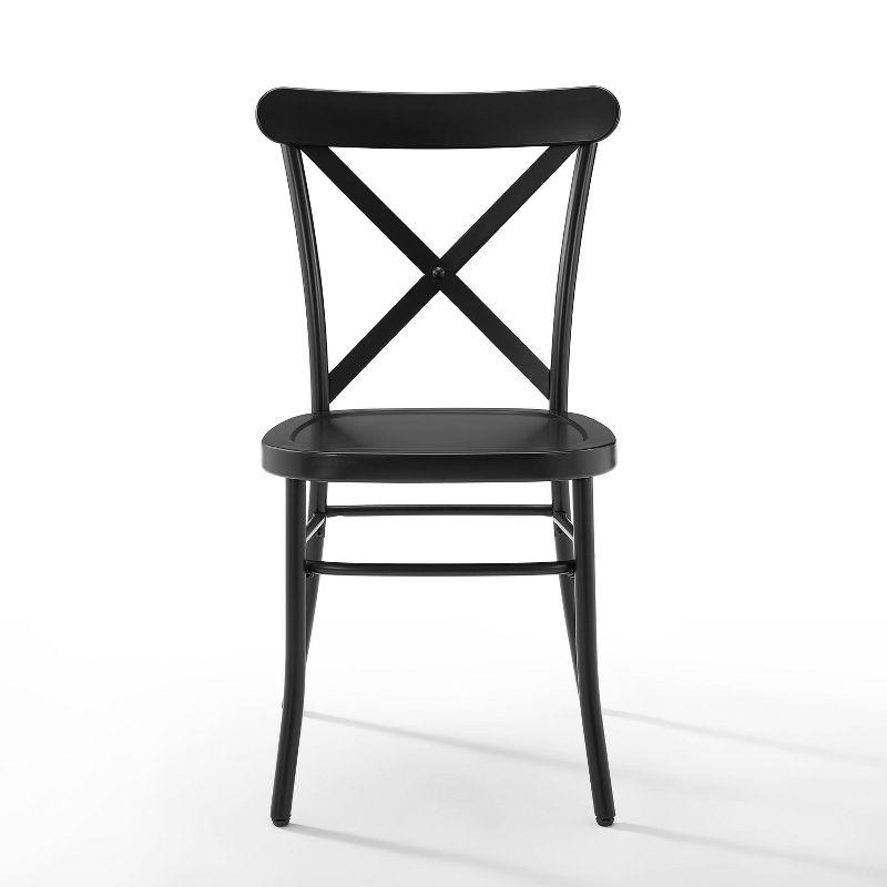 Set of 2 Camille Dining Chair Matte Black - Crosley: French Industrial Style, Steel Construction, X-Back Design