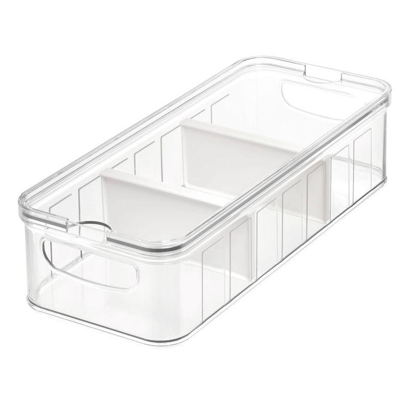 iDesign iDesign Crisp Plastic Refrigerator Pantry Divided Bin with Handles, 14.8" x 6.3" x 3.7", Clear