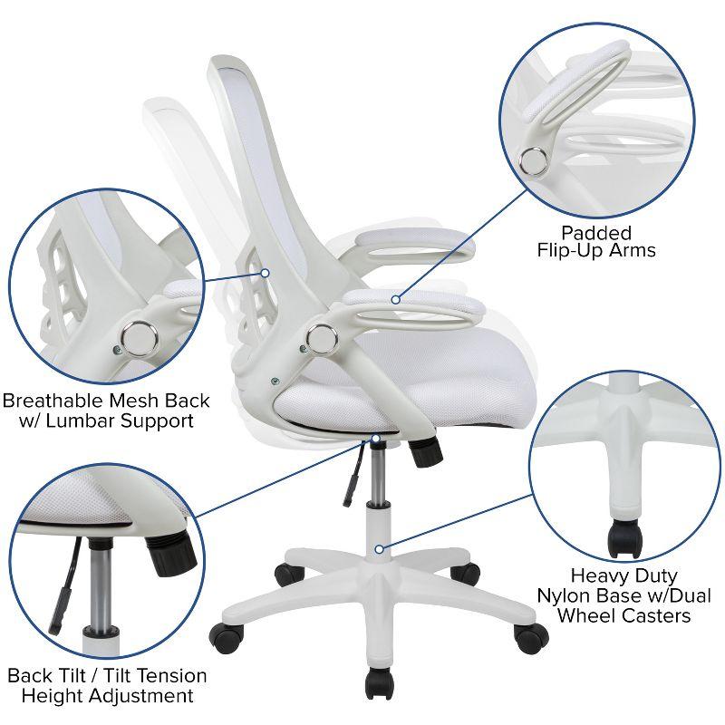 White High-Back Ergonomic Mesh Swivel Office Chair with Adjustable Arms