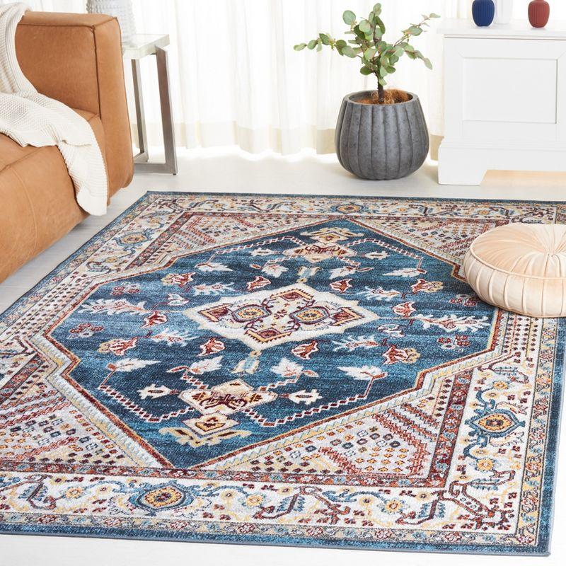 Bayside Brilliance Blue Square Synthetic Easy-Care Area Rug, 6'7" x 6'7"