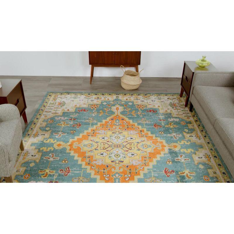 Bohemian Medallion 9' x 12' Orange Multicolor Easy-Care Area Rug