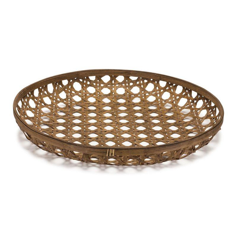 Melrose Large Round Bamboo Woven Decorative Tray