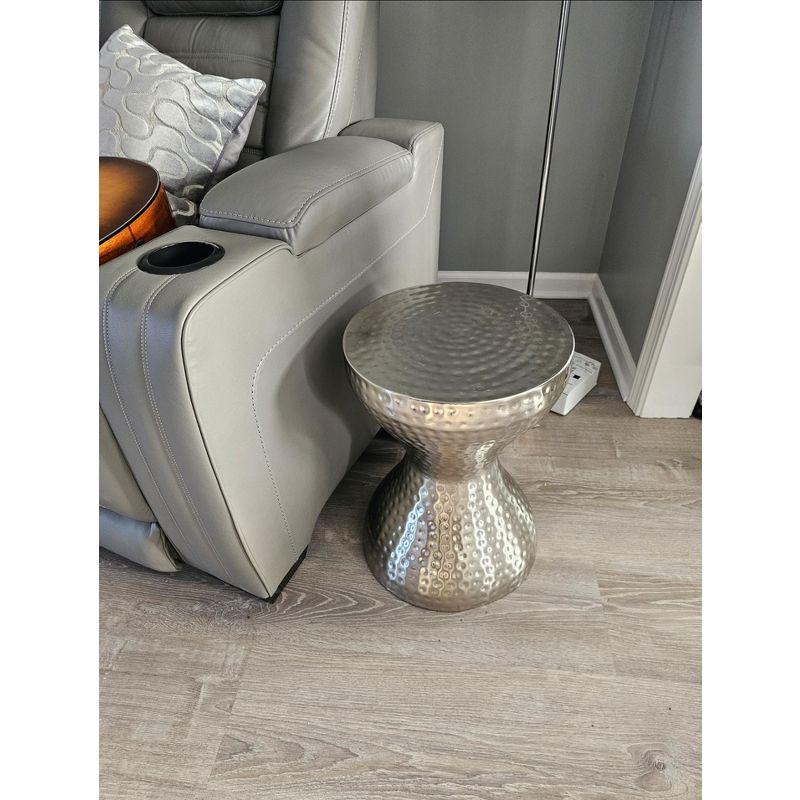 Modern Hourglass Hammered Metal Accent Table Silver - Olivia & May: Industrial Style, Iron Frame, No Assembly Required