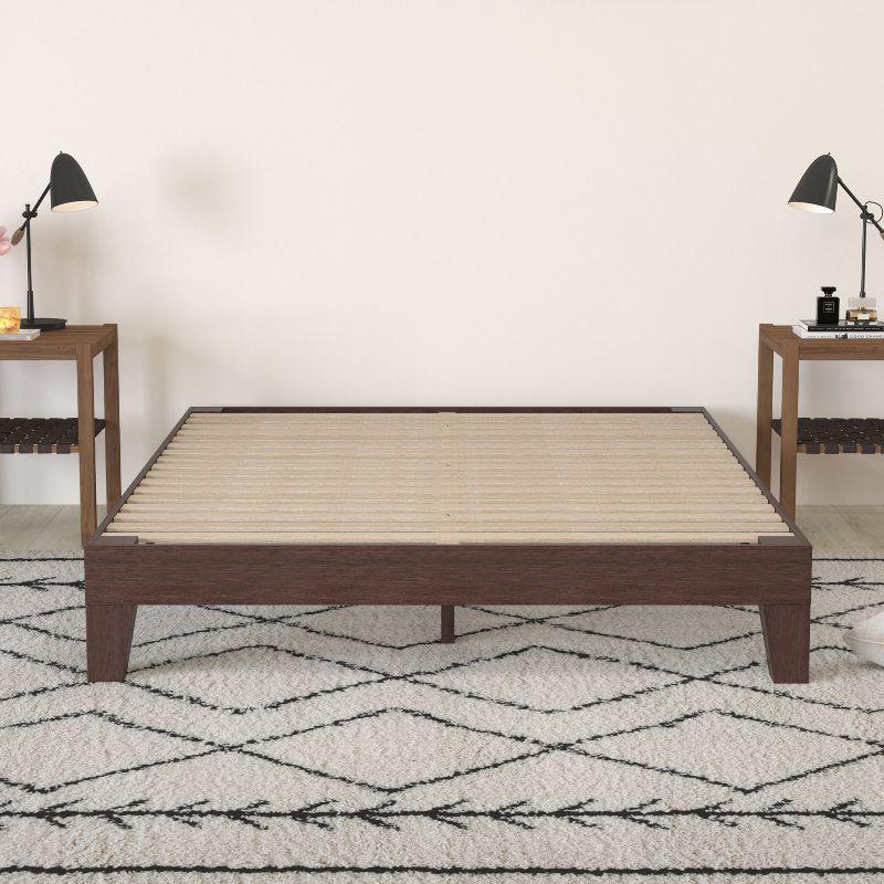 Merrick Lane Eduardo Platform Bed Frame, Solid Wood Platform Bed Frame With Slatted Support, No Box Spring Needed