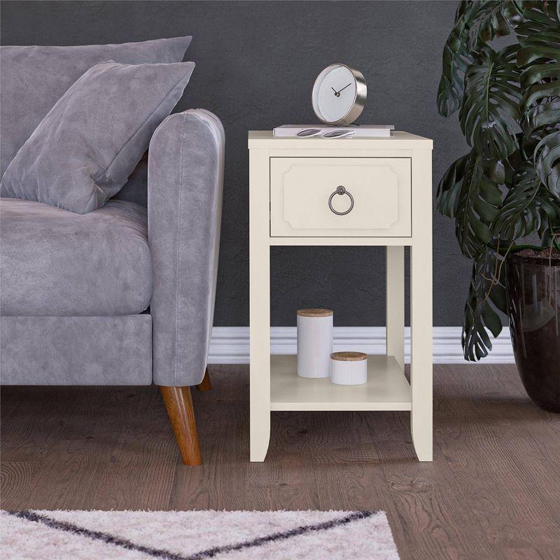 Majesty White Rectangular Side Table with Storage