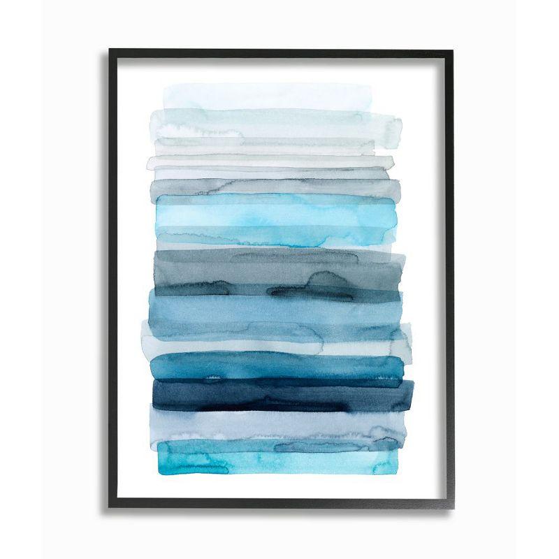 Blue and Gray Abstract Canvas Print with Black Frame