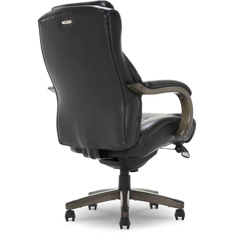 Delano Big & Tall Bonded Leather Executive Office Chair Gray - La-Z-Boy: Ergonomic, Adjustable, Wood Accents