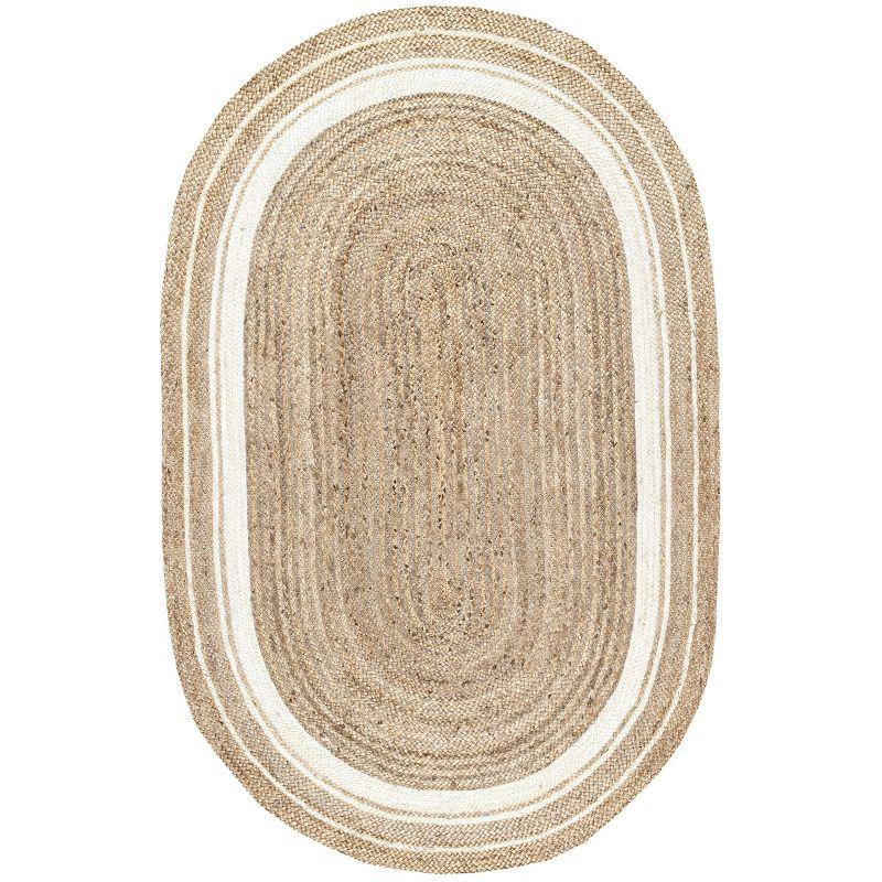nuLOOM Rikki Coastal Braided Jute Area Rug, Oval 3' x 5', Off White