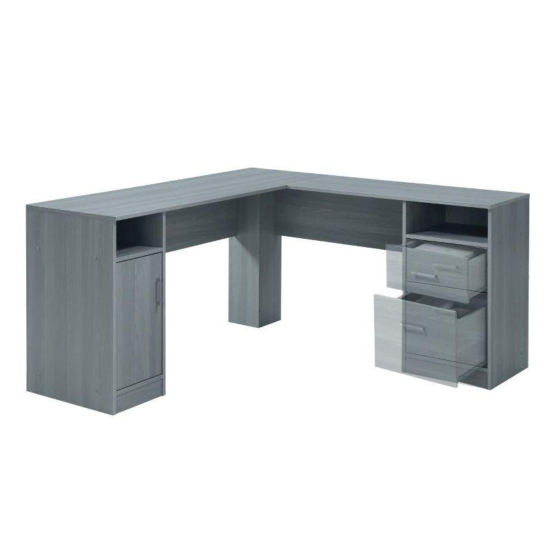 Functional L Shaped Desk with Storage Gray - Techni Mobili