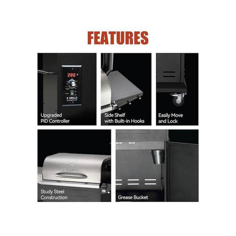 Z GRILLS Upgraded Wood Pellet Grill with PID Controller, 8-in-1, 572 sq in Cooking Area