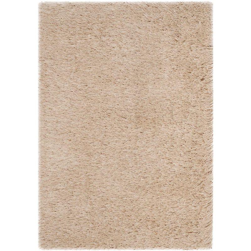 Champagne Hand-Tufted Shag Wool Area Rug 2' x 3'